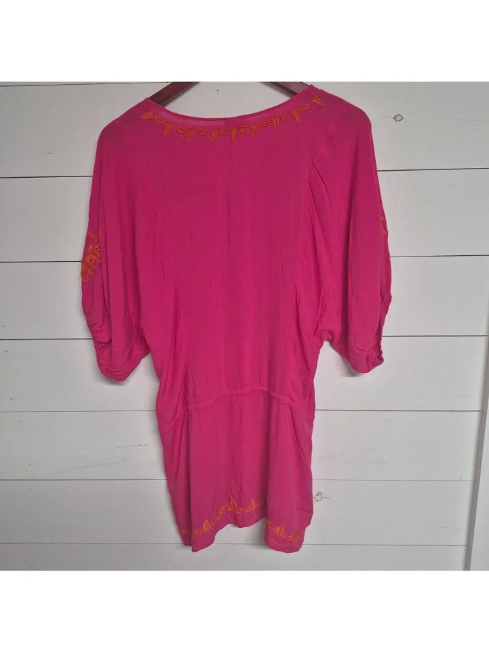 Ivu Jane Women's Pink Boho Embroidered Tunic Top - Picture 8 of 9